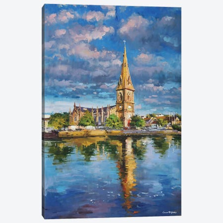 St Muredach's Cathedral Reflections In The River Moy, Ballina, County Mayo Canvas Print #MGY57} by Conor McGuire Canvas Art
