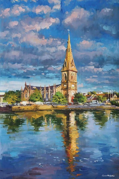 Villages & Towns: St Muredach's Cathedral Reflections In The River Moy, Ballina, County Mayo by Conor McGuire