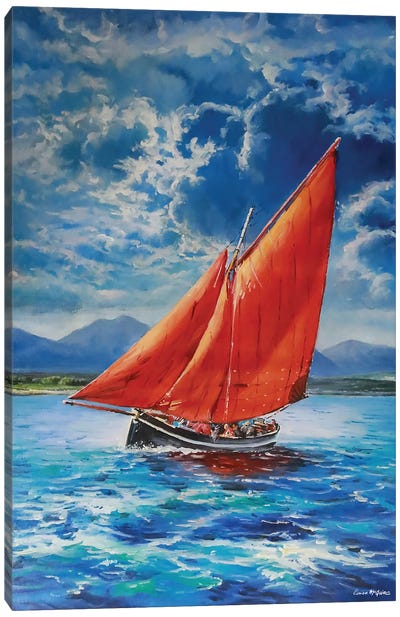 Galway Hooker At Sea Canvas Art Print - Galway