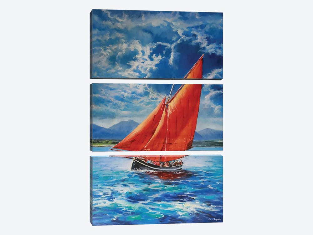 Galway Hooker At Sea by Conor McGuire 3-piece Canvas Art Print