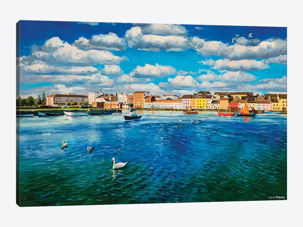 Swans At The Long Walk, Galway City by Conor McGuire 1-piece Canvas Wall Art