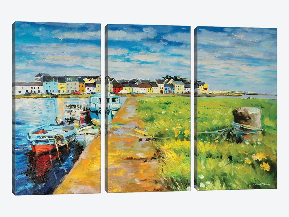 Boats Moored At The Claddagh, Galway City by Conor McGuire 3-piece Canvas Artwork