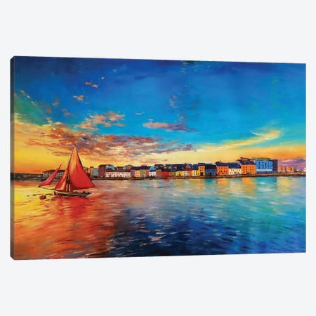 Galway Hooker At Sunset Canvas Print #MGY76} by Conor McGuire Canvas Artwork