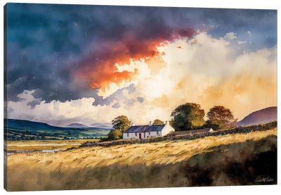 Hillside Cottage, Achill, County Mayo Canvas Art Print - Conor McGuire