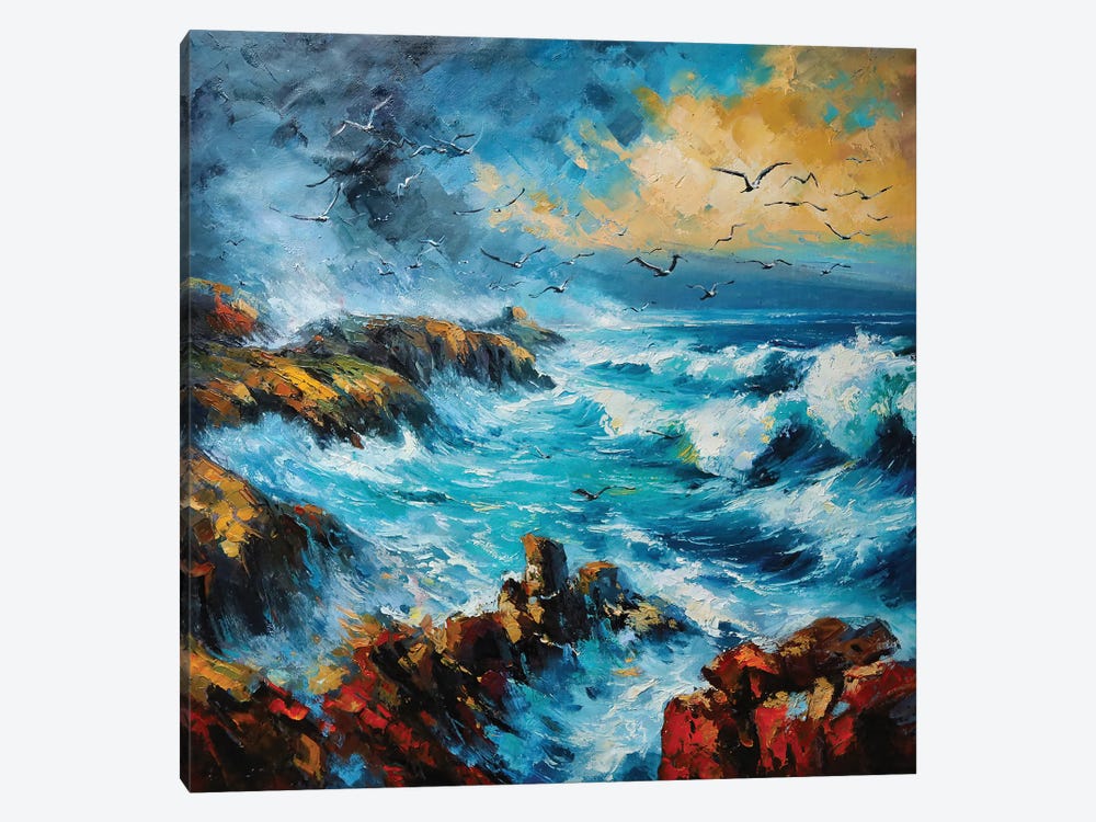 Sea Gulls In Storm, County Mayo by Conor McGuire 1-piece Canvas Art Print
