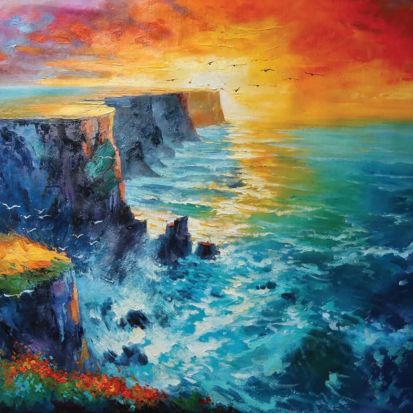 Cliffs Of Moher: Burnt Orange Sunset by Conor McGuire