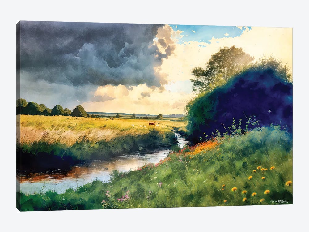 Cattle By Stream, County Mayo by Conor McGuire 1-piece Canvas Wall Art
