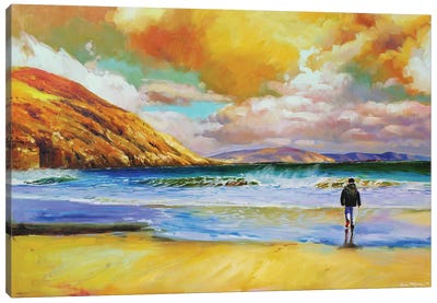 Young Boy On Keem Beach, Achill, County Mayo Canvas Art Print - Conor McGuire