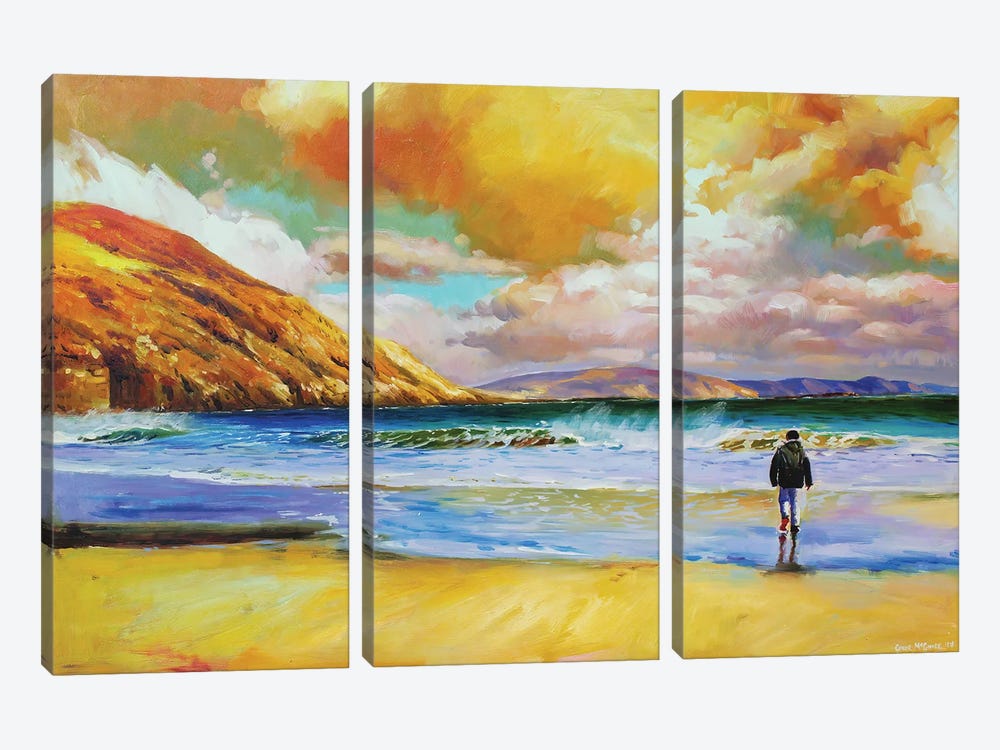 Young Boy On Keem Beach, Achill, County Mayo by Conor McGuire 3-piece Canvas Print
