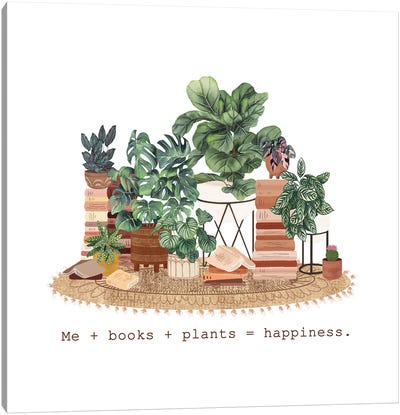 Books And Plants Canvas Art Print - Plant Mom