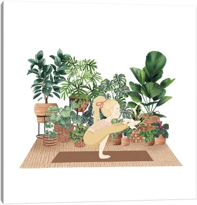 Yoga And Plants III Canvas Art Print - Yoga Art