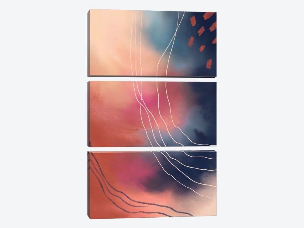 Abstract In Blue And Pink II by Ana Moguš 3-piece Canvas Print