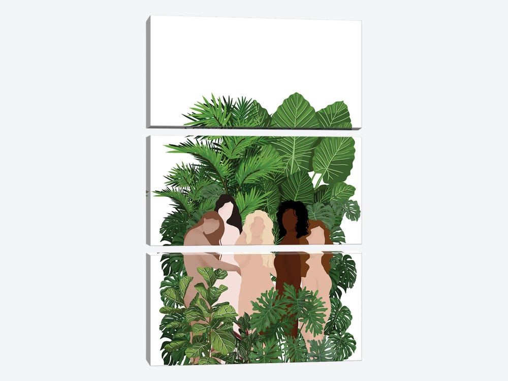 Plant Ladies Friends by Ana Moguš 3-piece Canvas Art Print