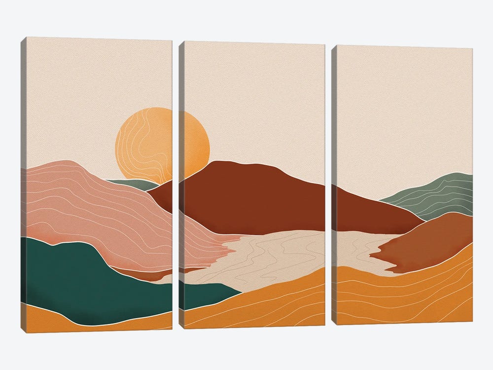Sunset Over The Mountains II by Ana Moguš 3-piece Canvas Artwork