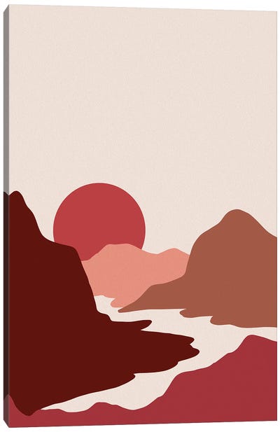 Pink And Red Mountains Canvas Art Print - Ana Moguš