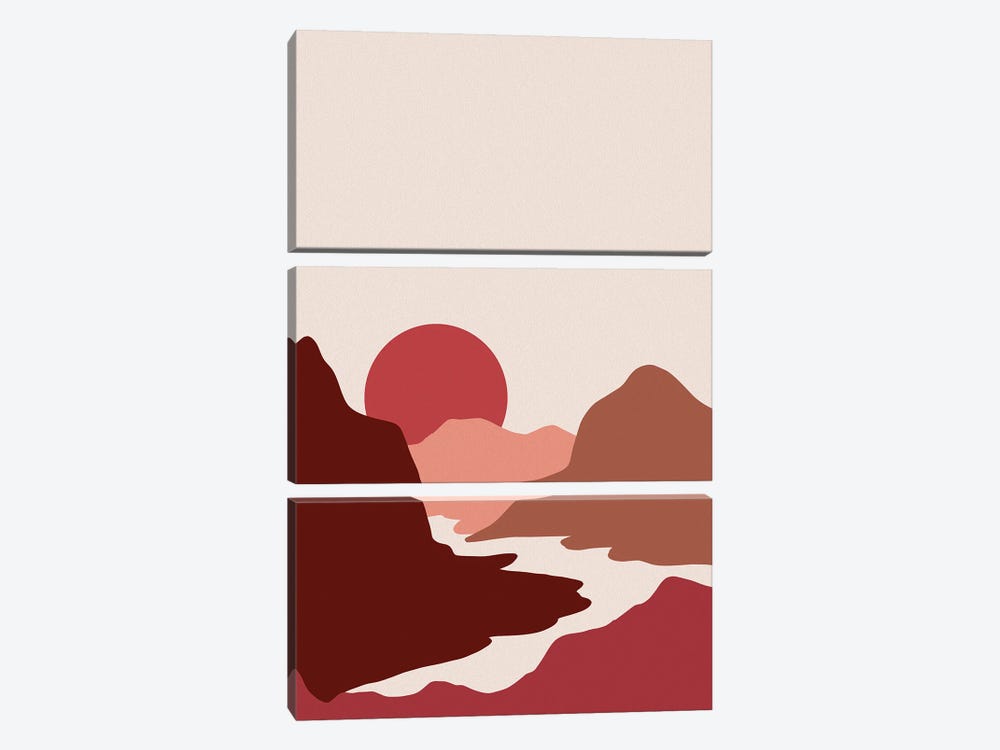 Pink And Red Mountains by Ana Moguš 3-piece Art Print