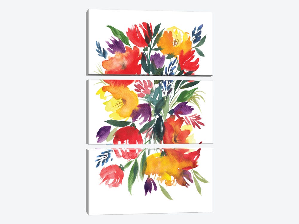 Red And Yellow Flowers by Ana Moguš 3-piece Canvas Artwork