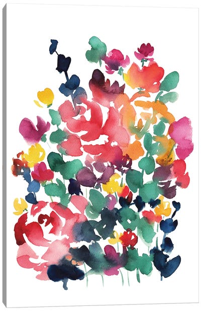 Abstract Colourful Flowers Canvas Art Print - Ana Moguš