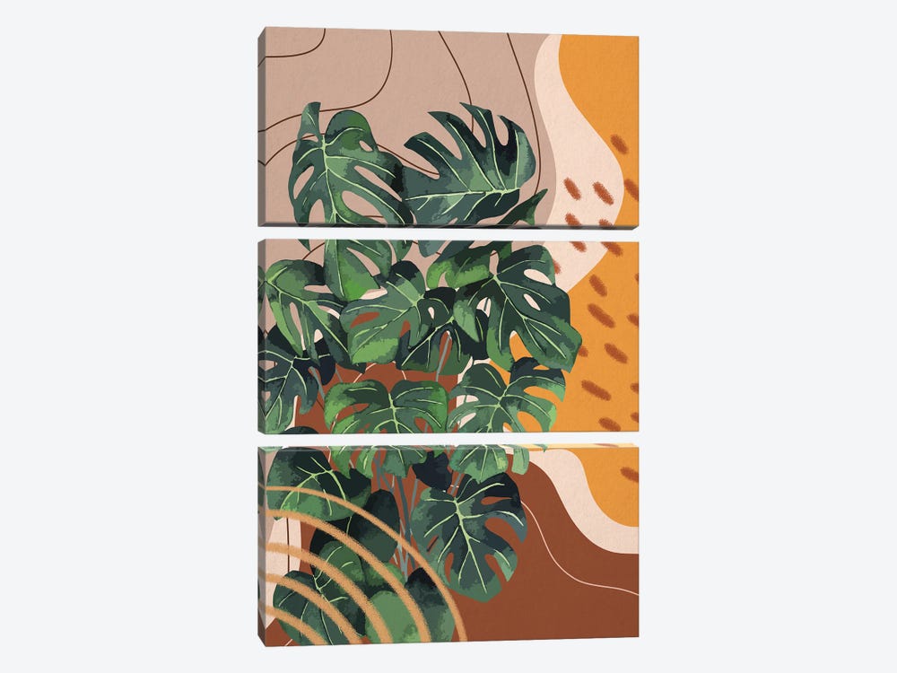 Abstract Monstera Leaves by Ana Moguš 3-piece Canvas Print