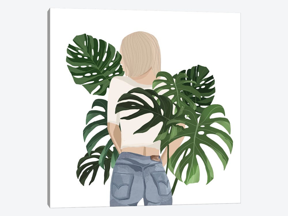 Girl With Monstera Leaves by Ana Moguš 1-piece Canvas Art