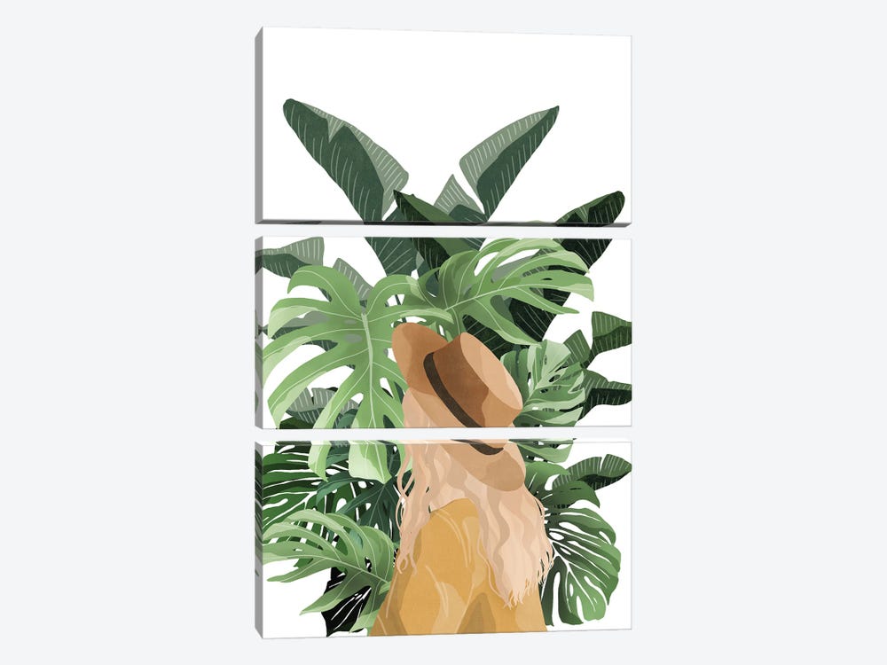 Girl And Palm Leaves I by Ana Moguš 3-piece Canvas Art Print