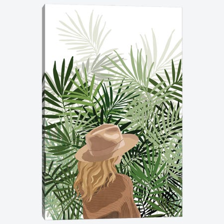 Girl And Palm Leaves II Canvas Print #MGZ74} by Ana Moguš Art Print