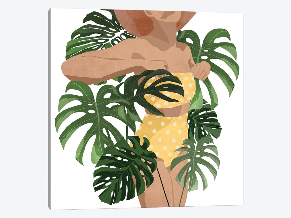 Summer With Monstera Leaves II by Ana Moguš 1-piece Canvas Wall Art