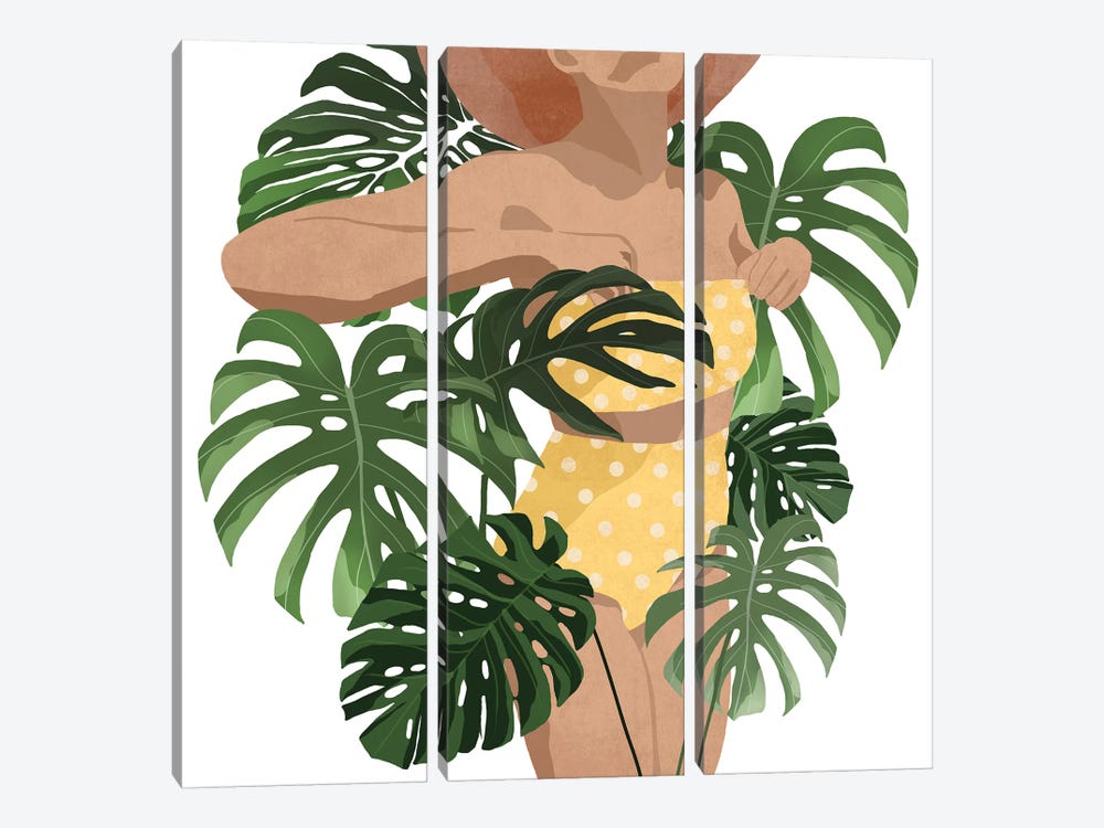 Summer With Monstera Leaves II by Ana Moguš 3-piece Canvas Art