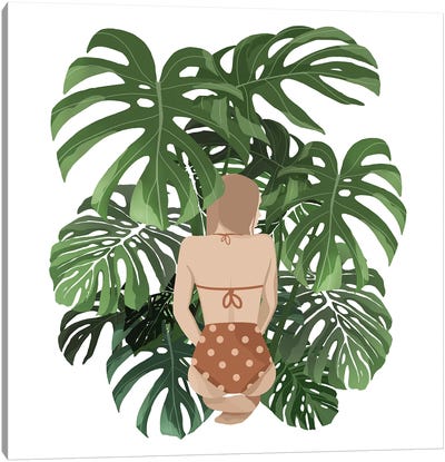 Summer With Monstera Leaves Canvas Art Print - Plant Mom