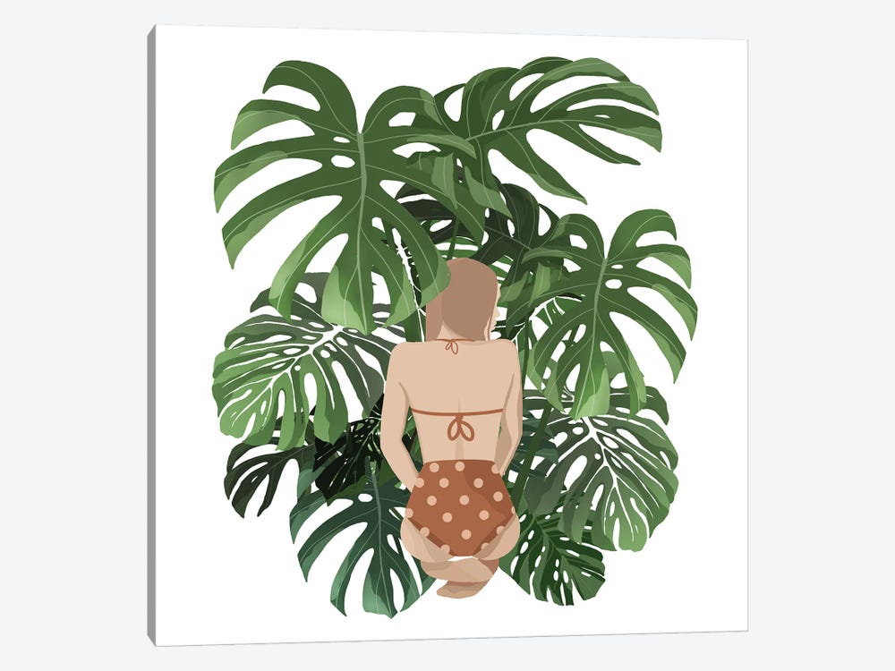 Summer With Monstera Leaves by Ana Moguš 1-piece Canvas Print