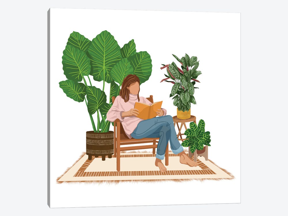 Reading With Plants I by Ana Moguš 1-piece Canvas Artwork