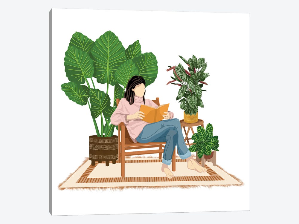 Reading With Plants II by Ana Moguš 1-piece Canvas Art Print