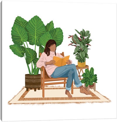 Reading With Plants III Canvas Art Print - Ana Moguš