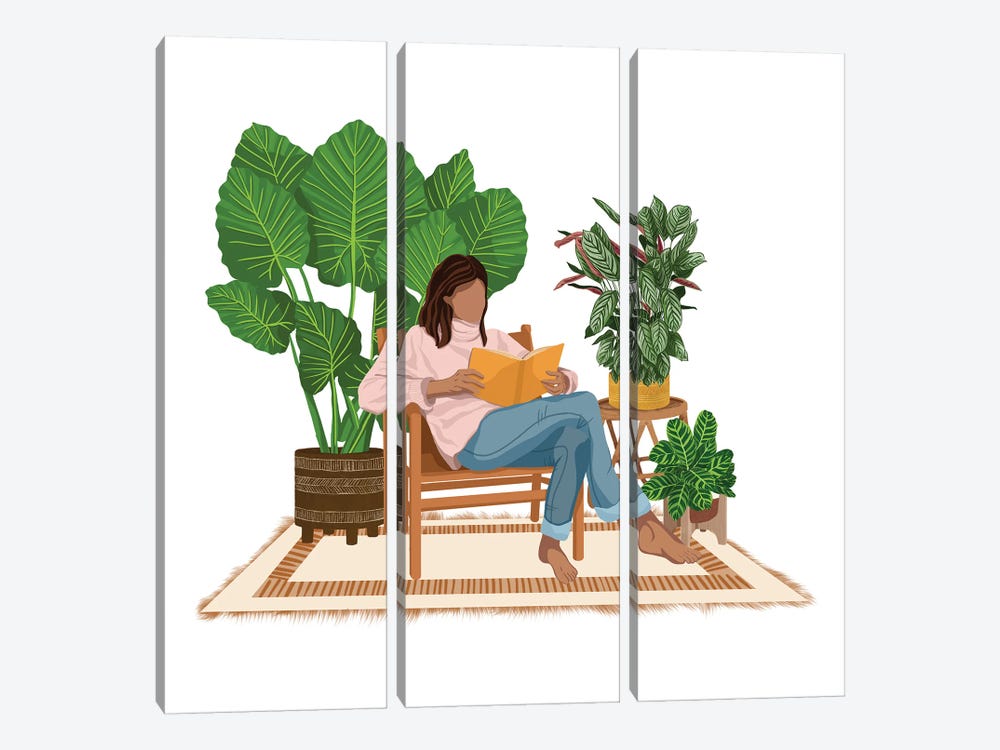 Reading With Plants III by Ana Moguš 3-piece Canvas Print