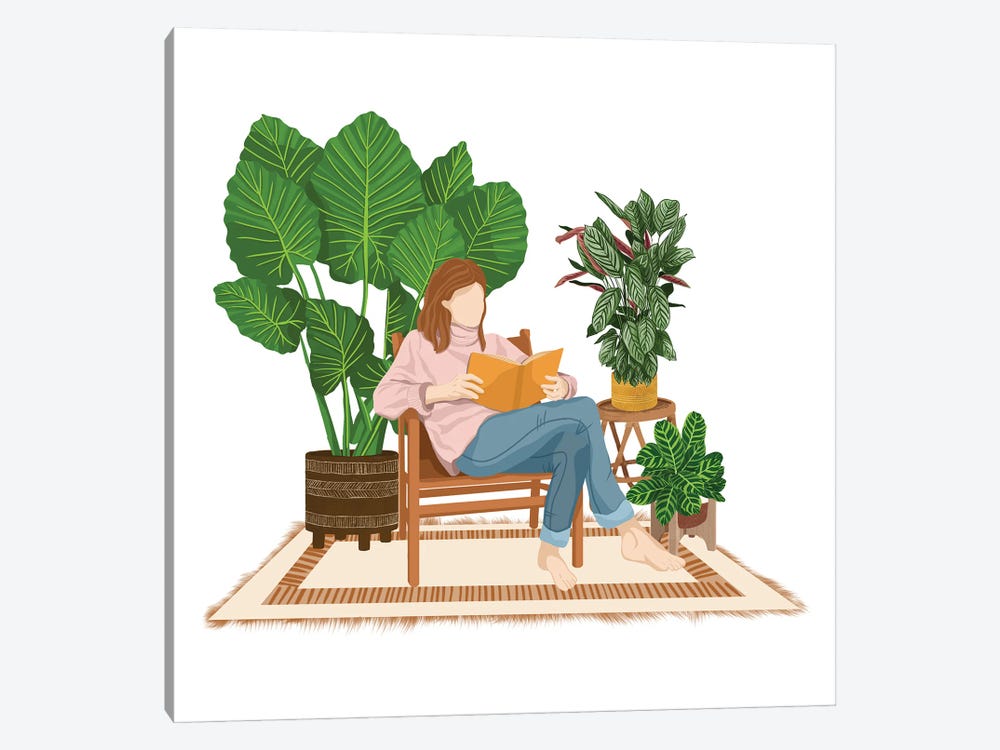 Reading With Plants IV by Ana Moguš 1-piece Canvas Wall Art