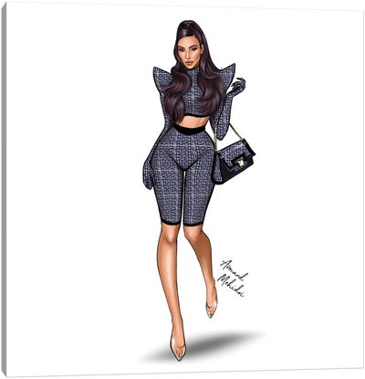 Kim K In Balmain Canvas Art Print - Kim Kardashian