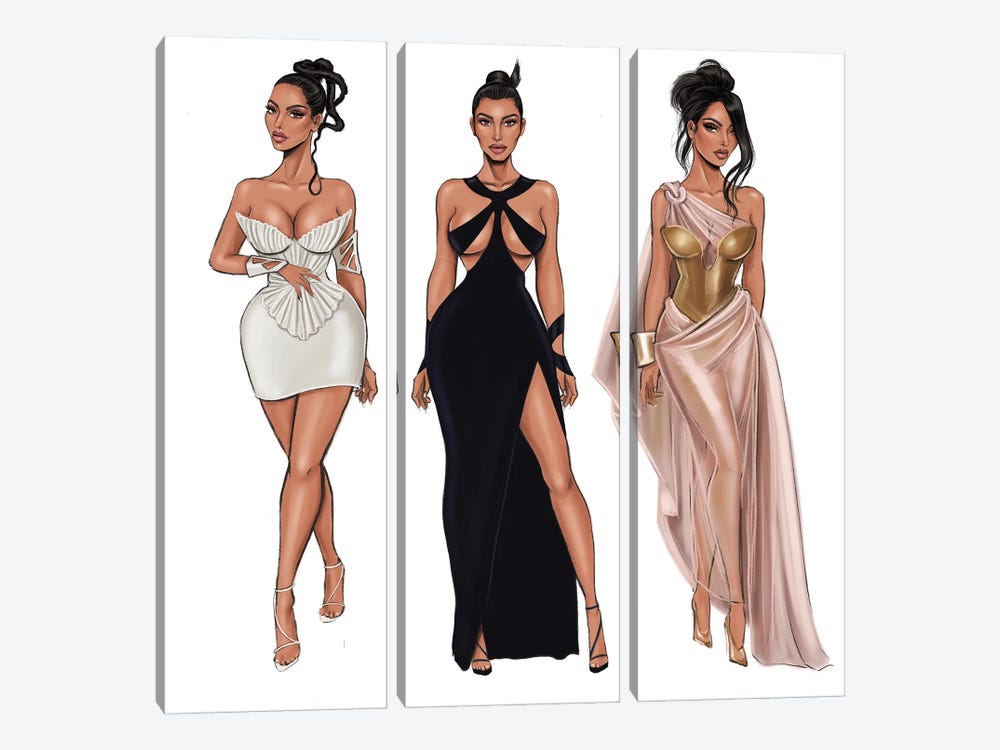 Kim Kardashian by Armand Mehidri 3-piece Canvas Print
