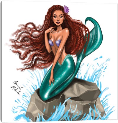 Little Mermaid Canvas Art Print - Kids Character Art