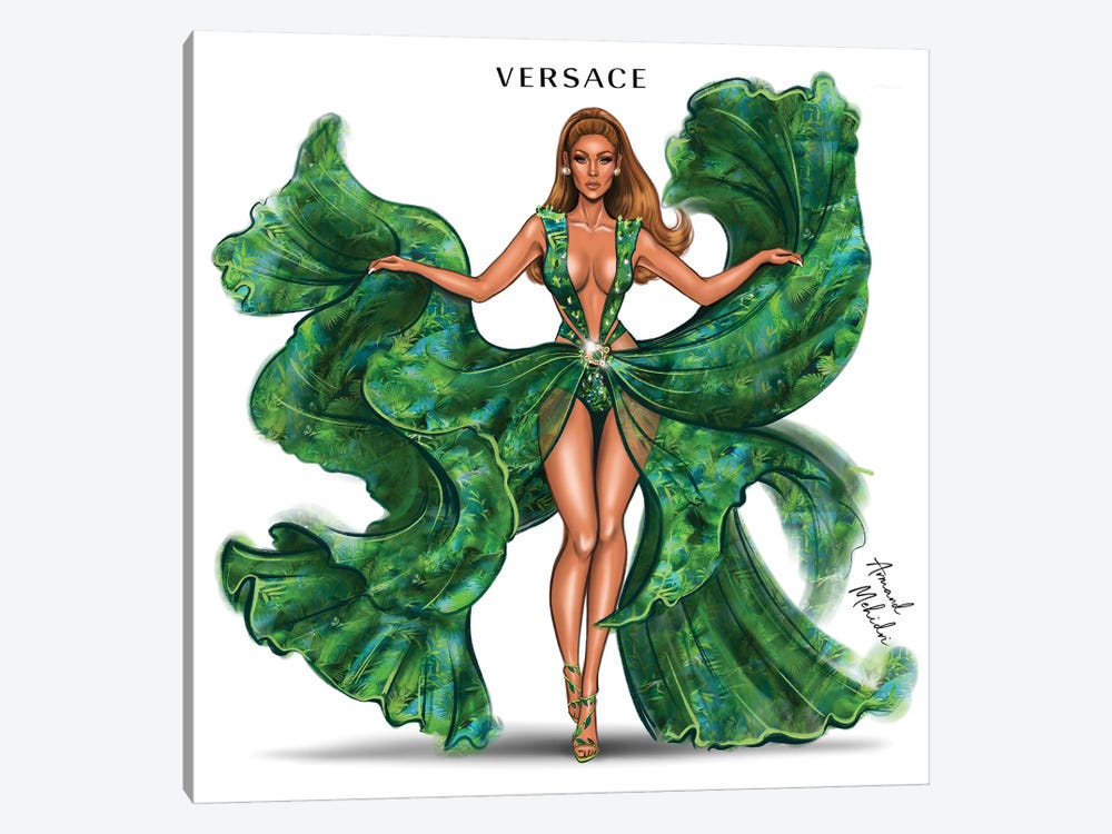 J Lo Versace Canvas Art By Armand Mehidri Icanvas