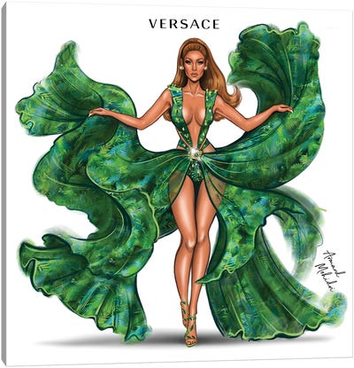 J.Lo Versace Canvas Art Print - Fashion Illustrations