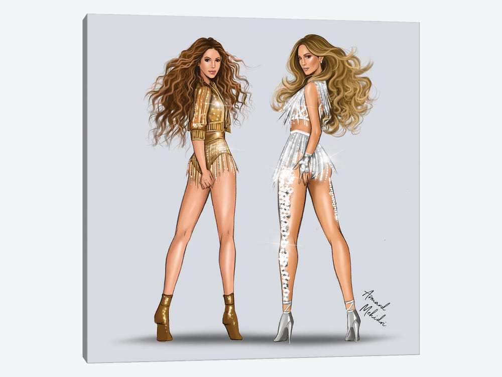 Shakira & J.Lo - Superbowl Haltime Show by Armand Mehidri 1-piece Art Print
