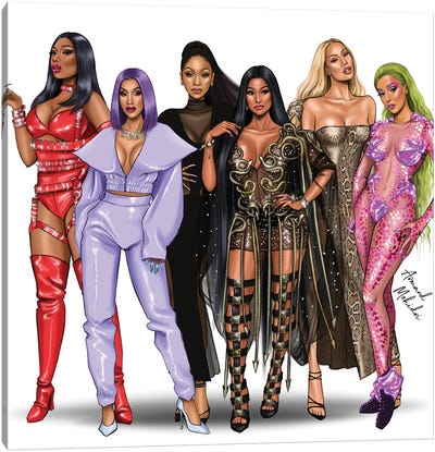 Modern Female Rappers Canvas Art Print - Art by Middle Eastern Artists