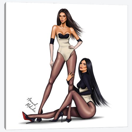 Kendall & Kylie Jenner Canvas Print #MHD99} by Armand Mehidri Canvas Art