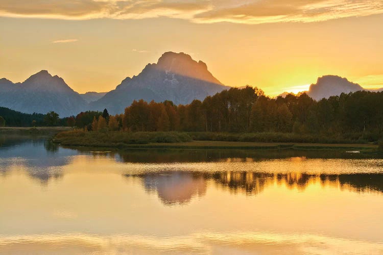 Alpenglow At Sunset, Oxbow, Grand Teton National Park, Wyoming, USA