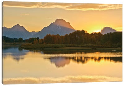Alpenglow At Sunset, Oxbow, Grand Teton National Park, Wyoming, USA Canvas Art Print