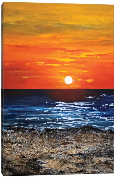 Sunset Canvas Art Print - Rocky Beach Art