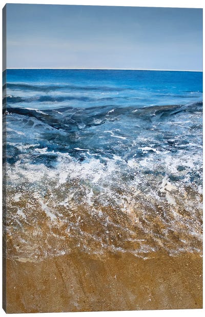 Beach Wave Canvas Art Print - Blue Art