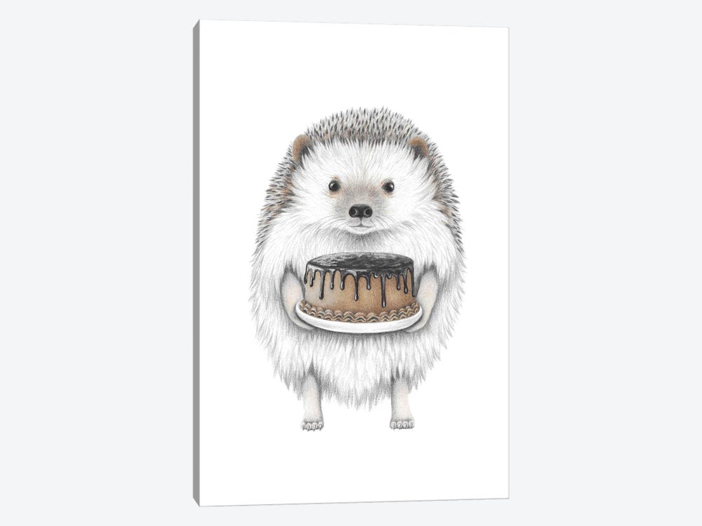 Hedgehog With Cake by Mandy Heck 1-piece Canvas Art Print