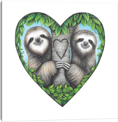Sloth Love Canvas Art Print - Sloth Art