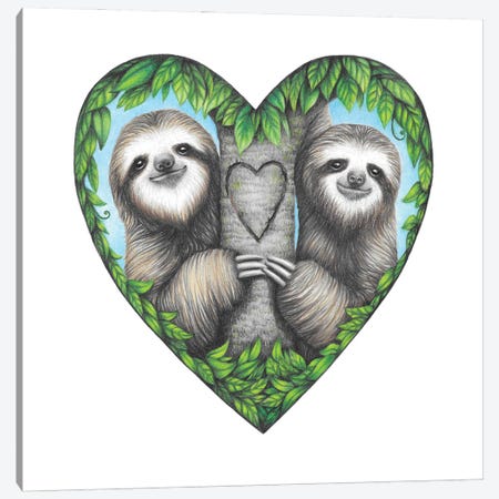 Sloth Love Canvas Print #MHK15} by Mandy Heck Canvas Art
